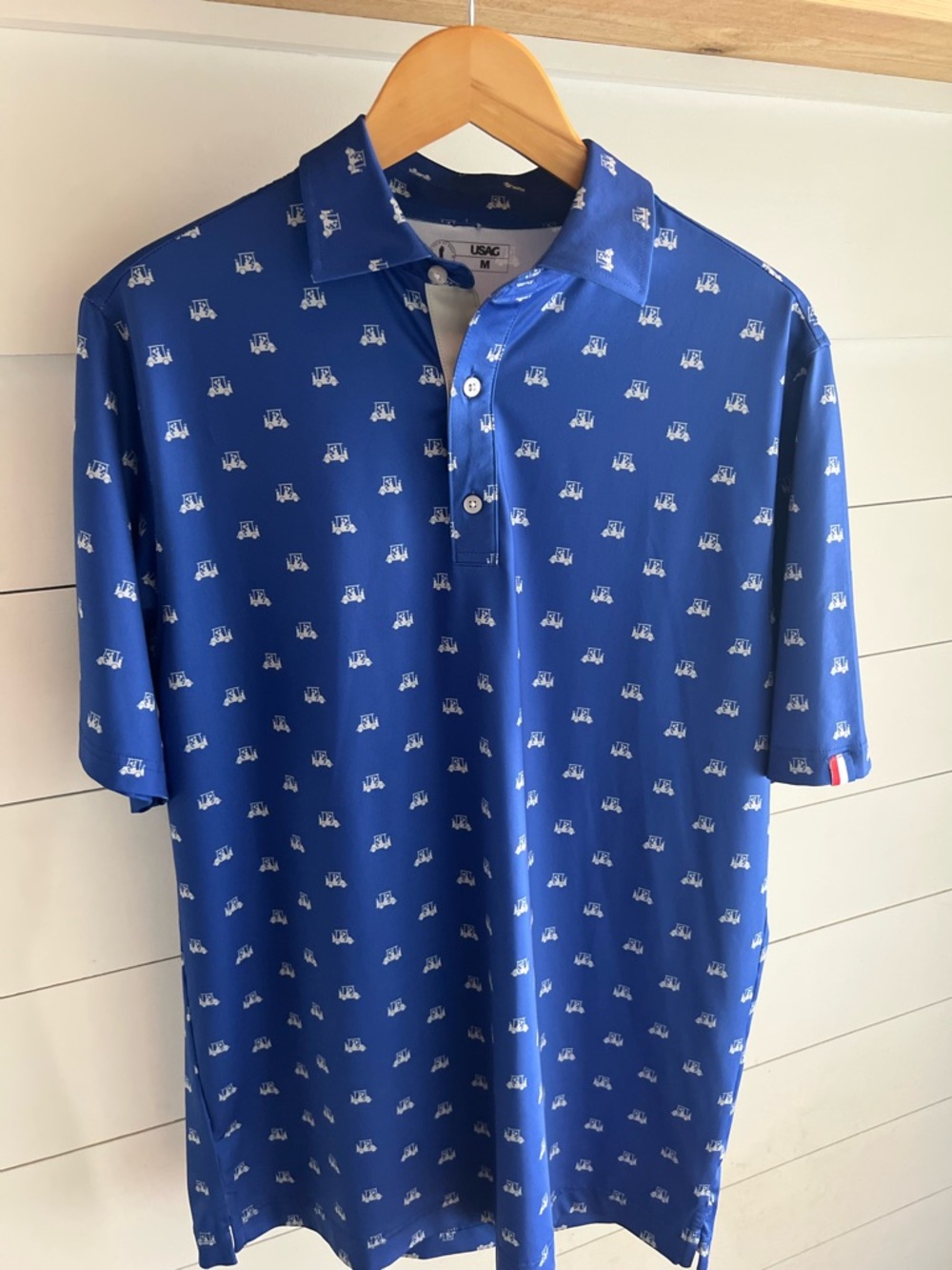U Suck At Golf USAG Men's Blue Golf Cart Performance Polo Blue Size Medium